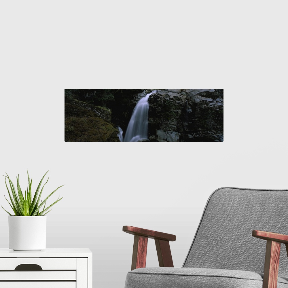 A modern room featuring High angle view of a waterfall, Nooksack Falls, Nooksack River, Mt Baker-Snoqualmie National Fore...