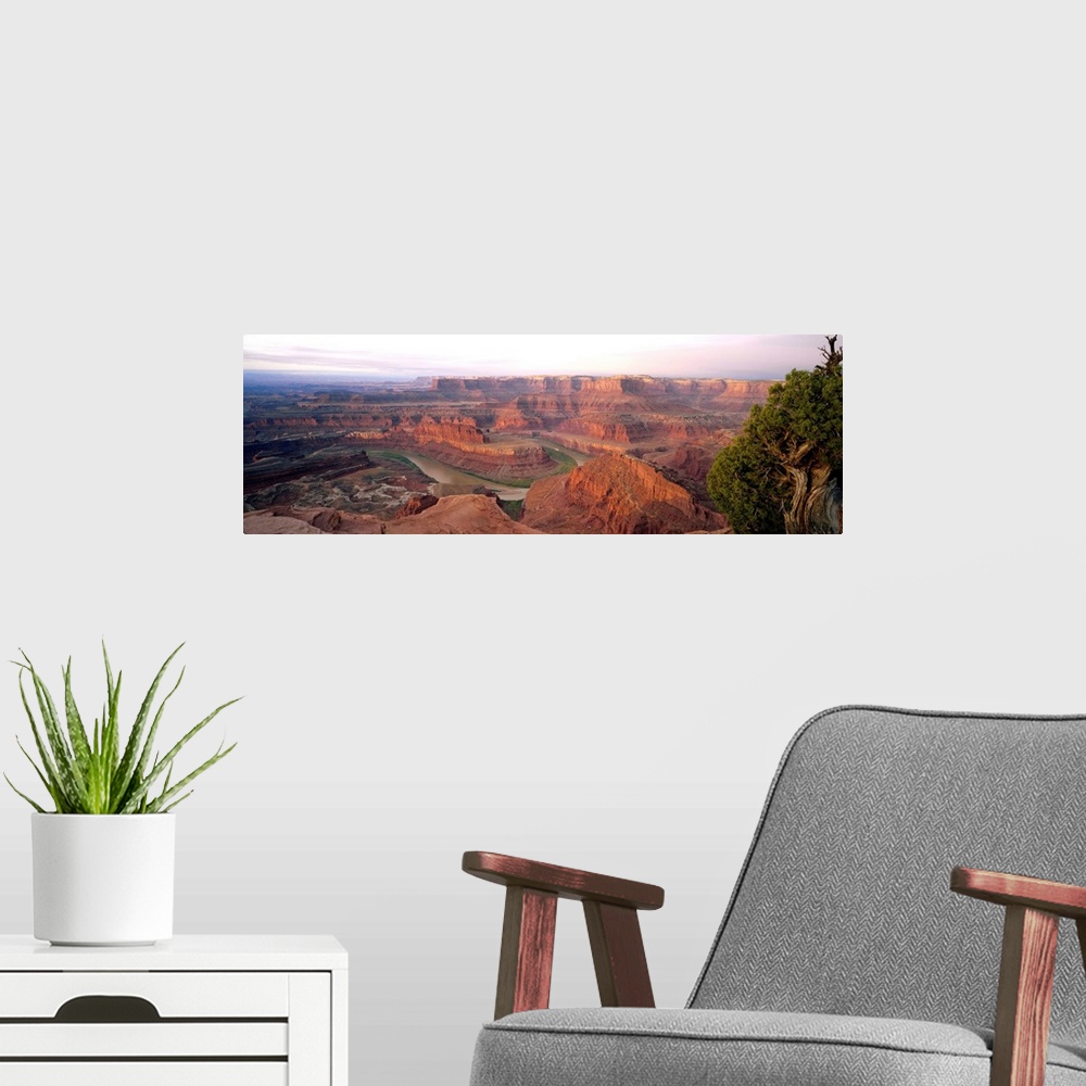 A modern room featuring High angle view of an arid landscape, Canyonlands National Park, Utah