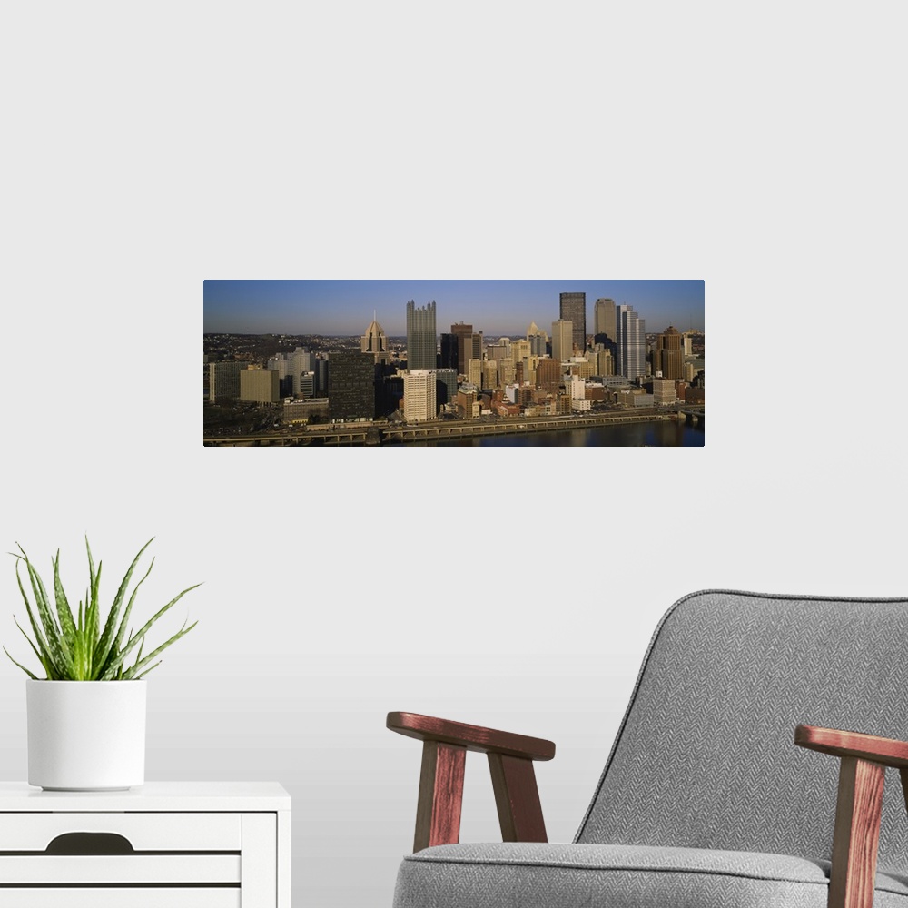 A modern room featuring High angle view of buildings in a city, Pittsburgh, Pennsylvania