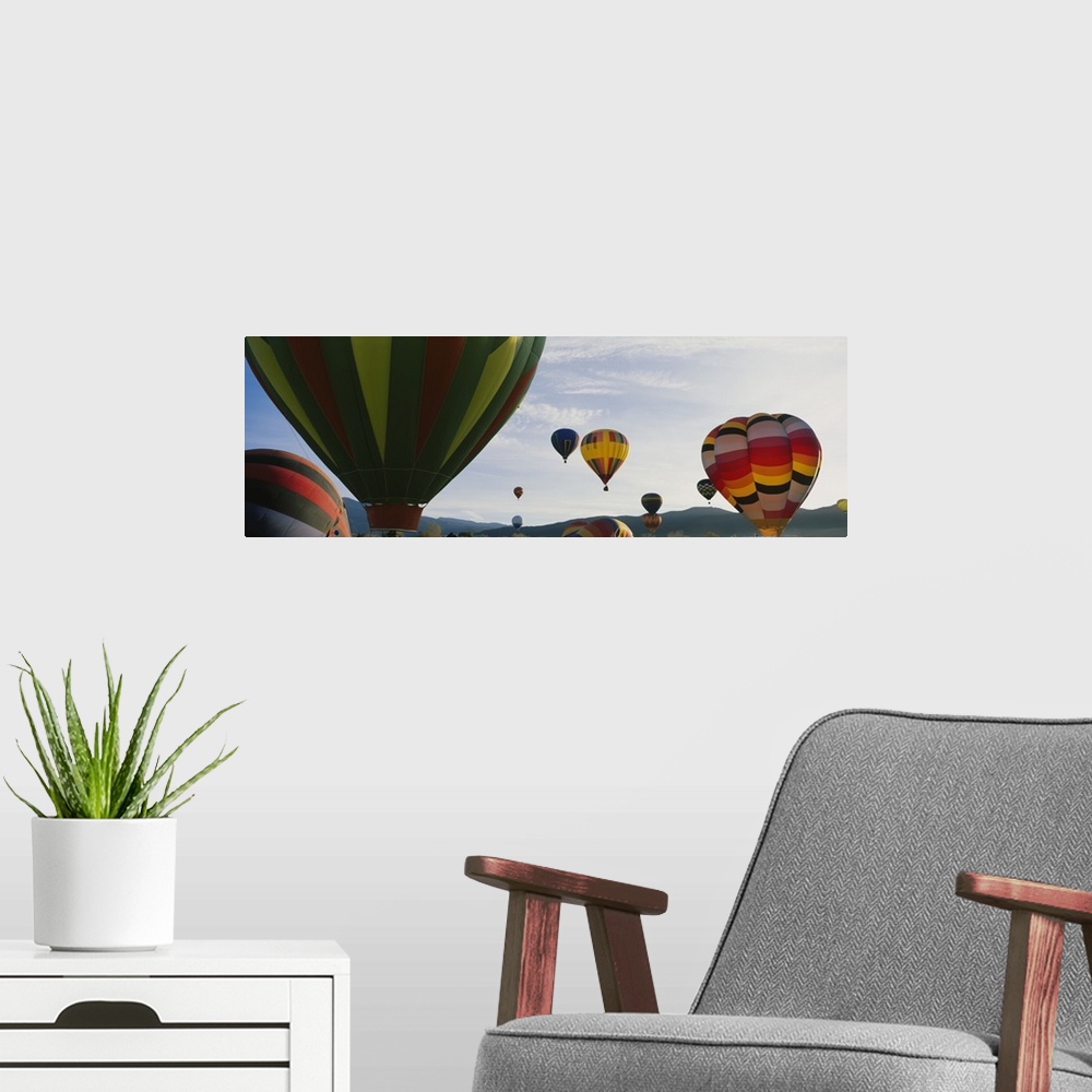 A modern room featuring Hot air balloons in the sky, Taos, New Mexico