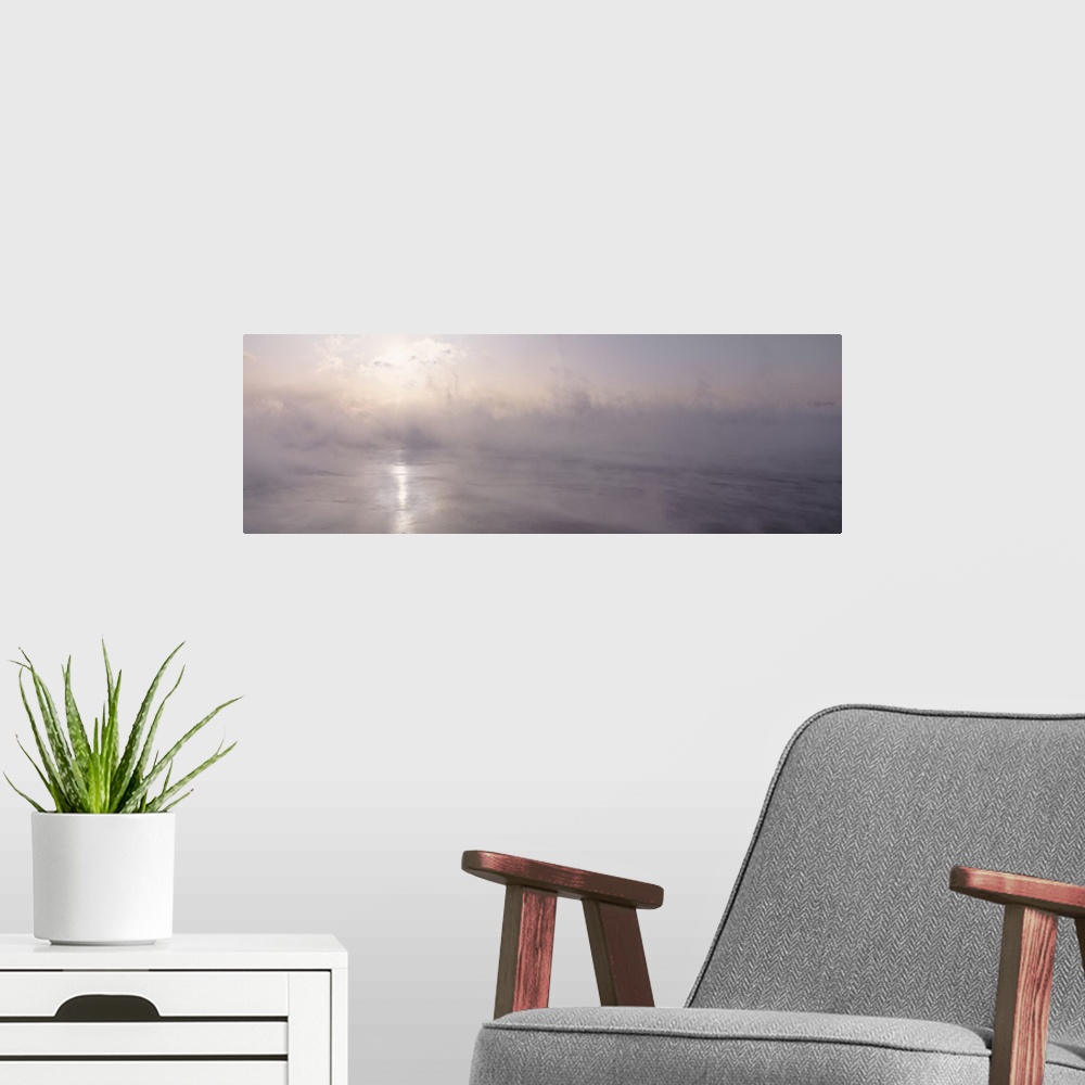 A modern room featuring Illinois, Lake Michigan, fog