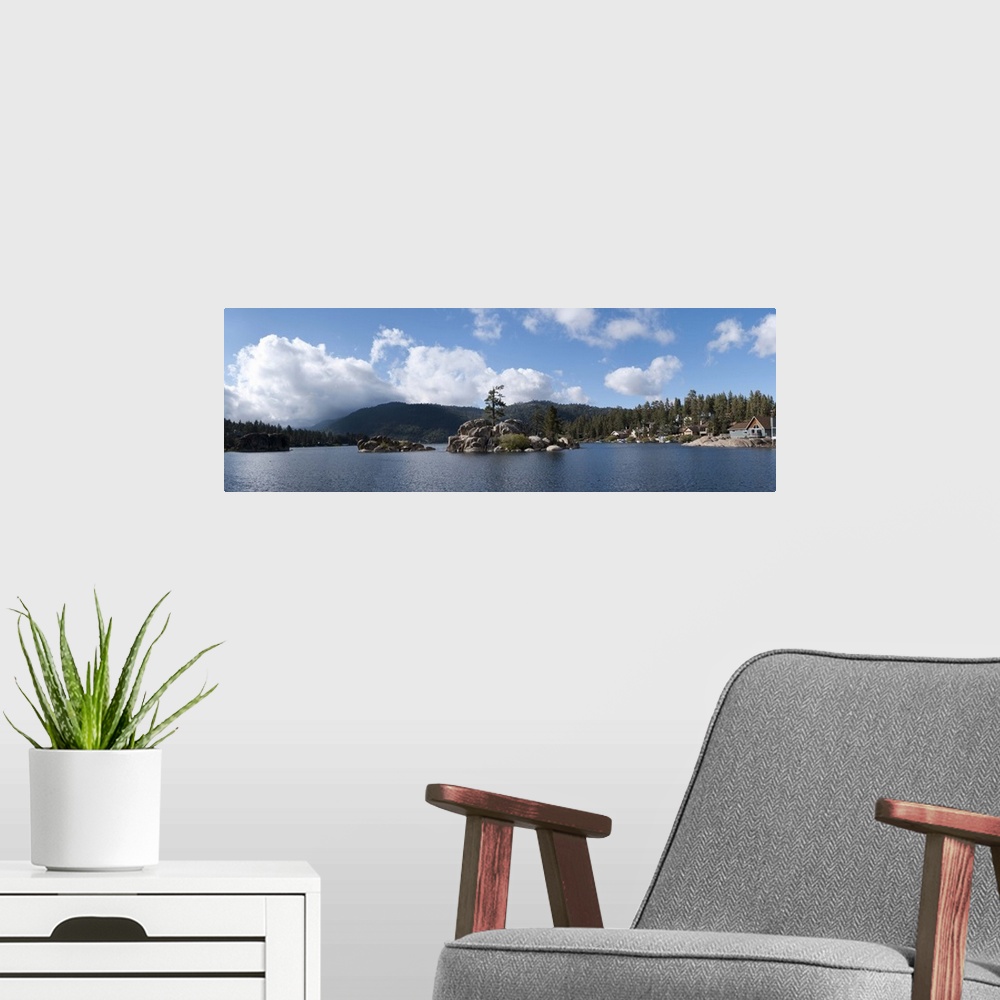 A modern room featuring Island in a lake, Big Bear Lake, San Bernardino County, California
