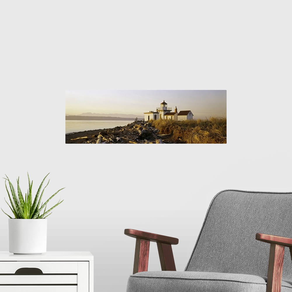 A modern room featuring Lighthouse on the beach, West Point Lighthouse, Seattle, King County, Washington State