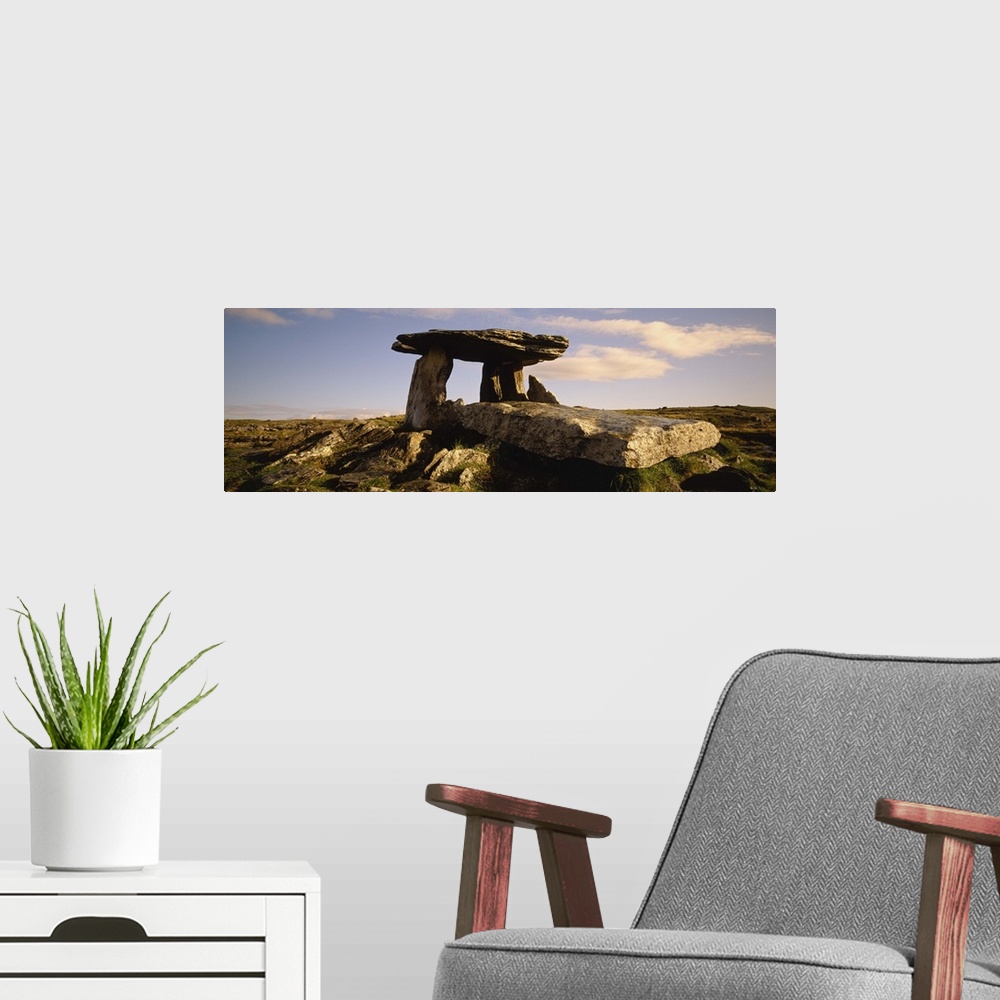 A modern room featuring Low angle view of a tomb, Neolithic Tomb, Poulnabrone Dolmen, The Burren, County Clare, Republic ...