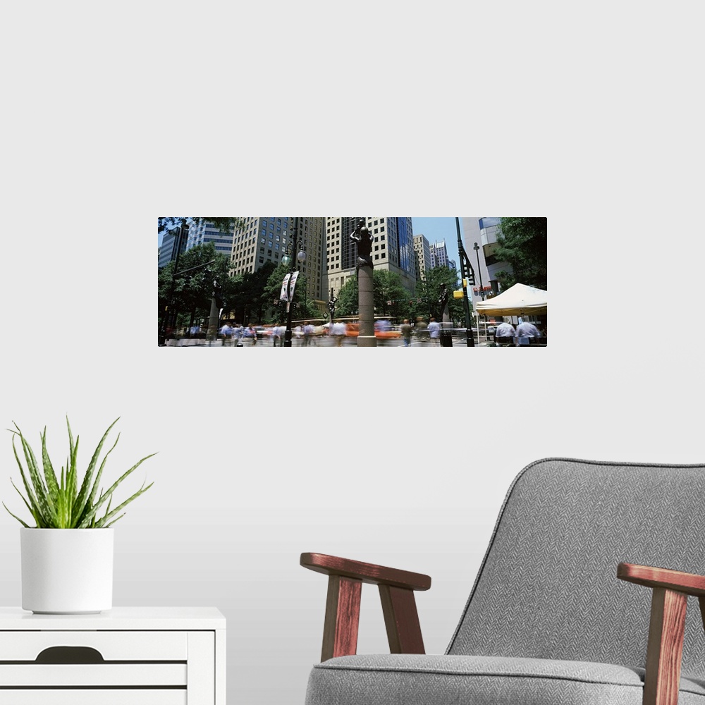 A modern room featuring Low angle view of buildings in a city, Trade and Tryon streets, Charlotte, North Carolina,