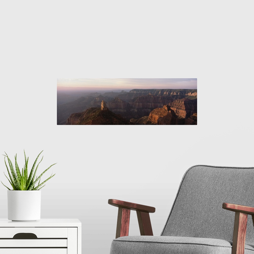 A modern room featuring Morning light on the Grand Canyon from Point Imperial on the North Rim, Mt. Hayden (prominent fea...