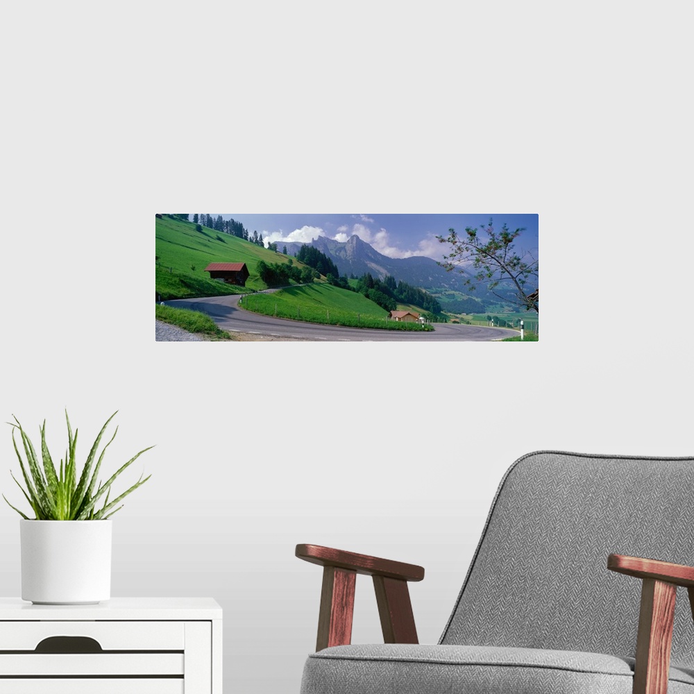 A modern room featuring Mountain Road Jaunpass Switzerland