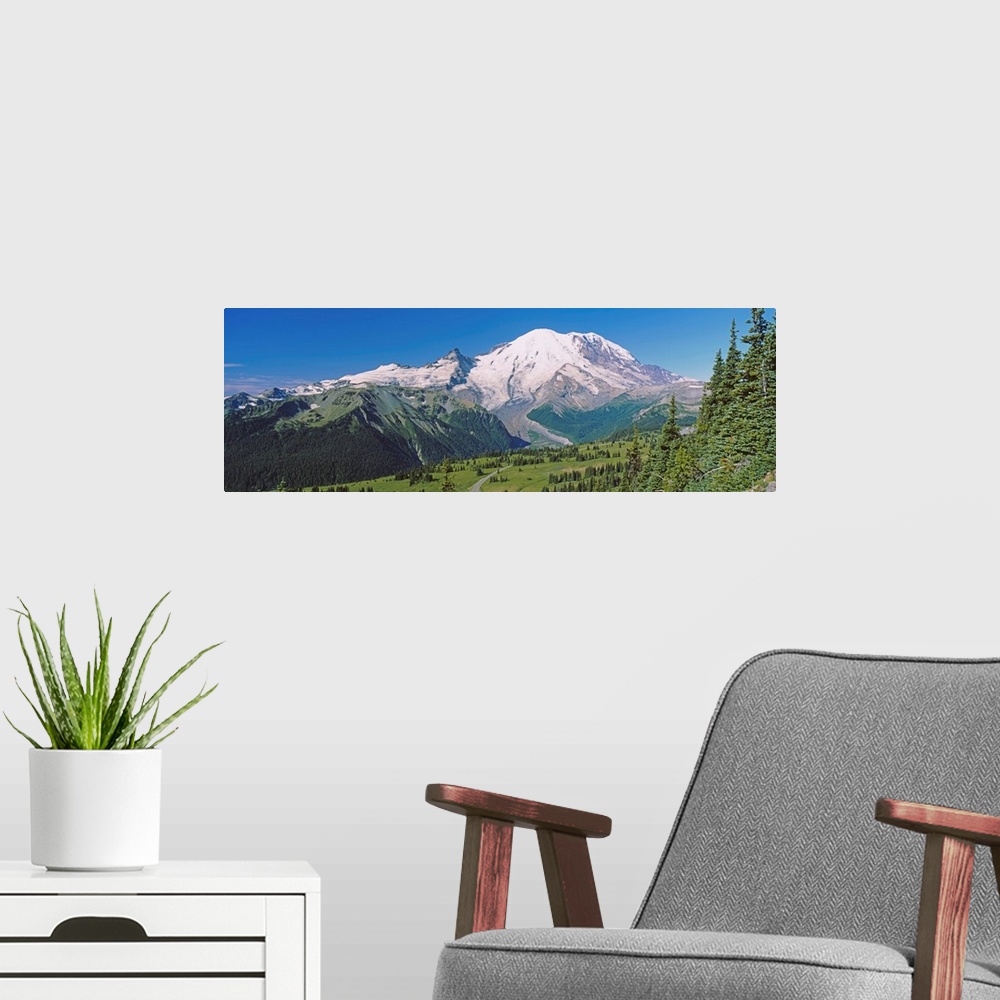 A modern room featuring Mountains