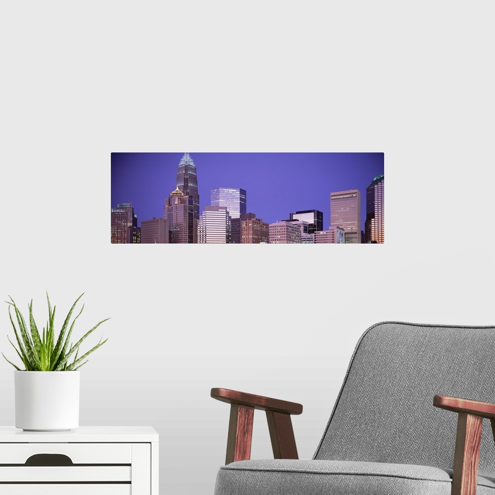 A modern room featuring North Carolina, Charlotte, Skyscrapers in a city