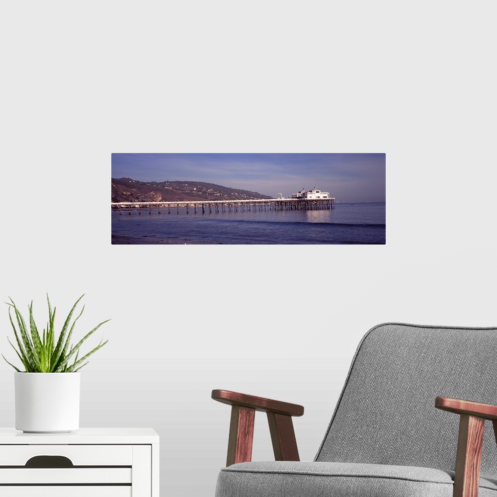A modern room featuring Pier over an ocean, Malibu Pier, Malibu, Los Angeles County, California, USA