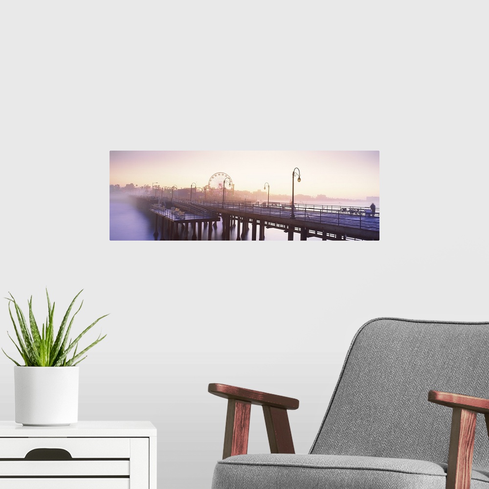 A modern room featuring Pier with ferris wheel in the background, Santa Monica Pier, Santa Monica, Los Angeles County, Ca...