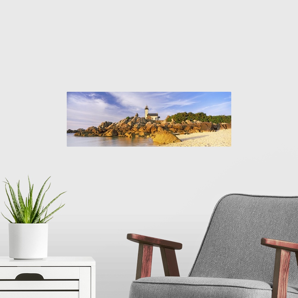 A modern room featuring Pontusval Lighthouse, Brignogan-Plage, Finistere, Brittany, France
