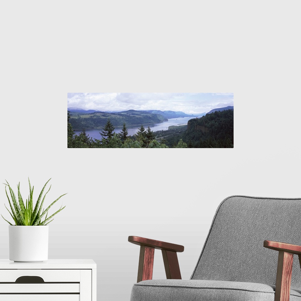 A modern room featuring River Columbia River Crown Point Columbia River Gorge Oregon