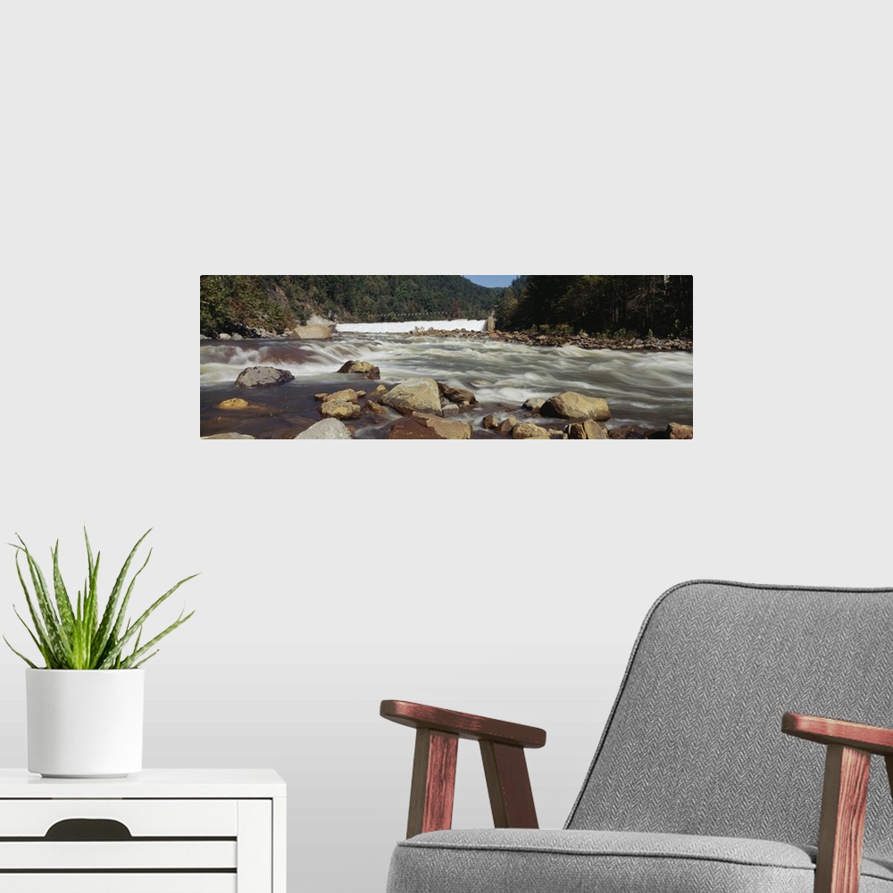 A modern room featuring River flowing through a forest, Entrance Rapid, Ocoee River, Cherokee National Forest, Tennessee