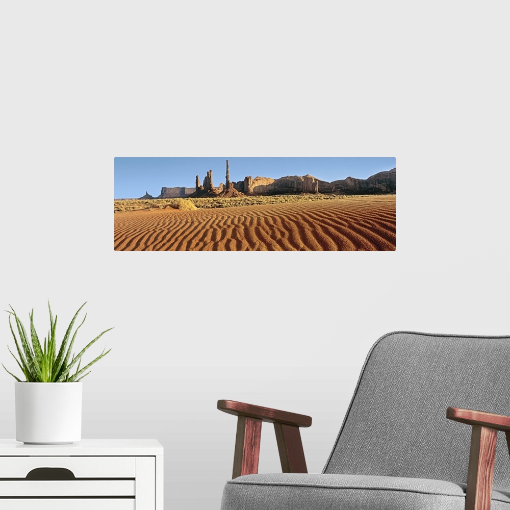 A modern room featuring Rock formation in an arid landscape, Monument Valley, Utah