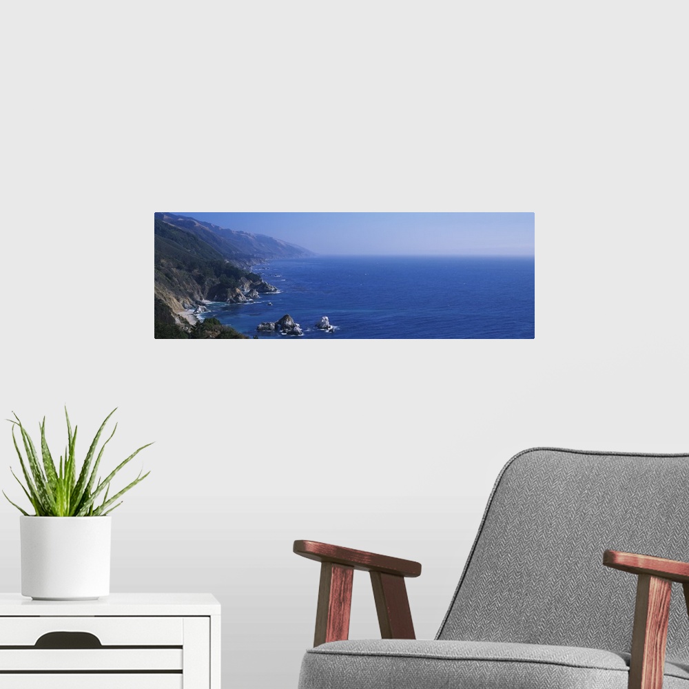 A modern room featuring Rock formations at the coast, Big Sur, California