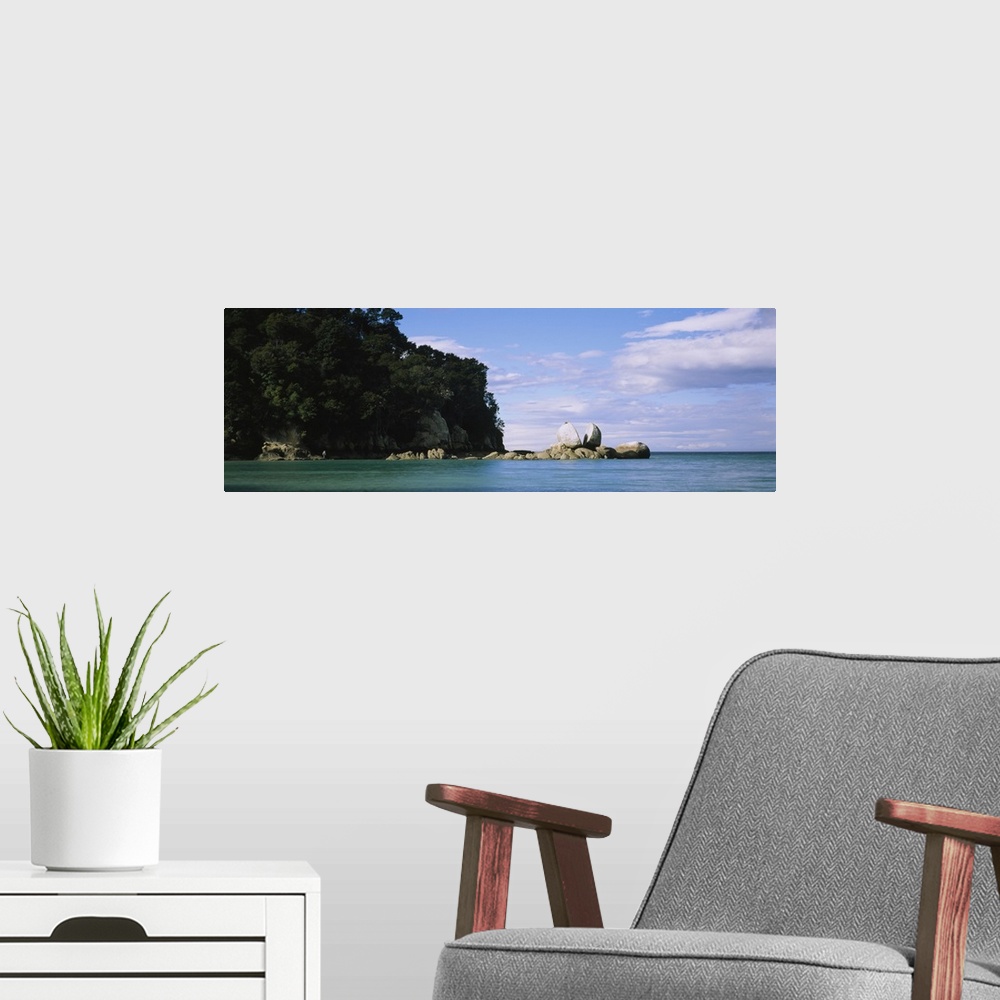 A modern room featuring Rock formations at the coast, Split Apple Rock, Abel Tasman National Park, South Island, New Zealand