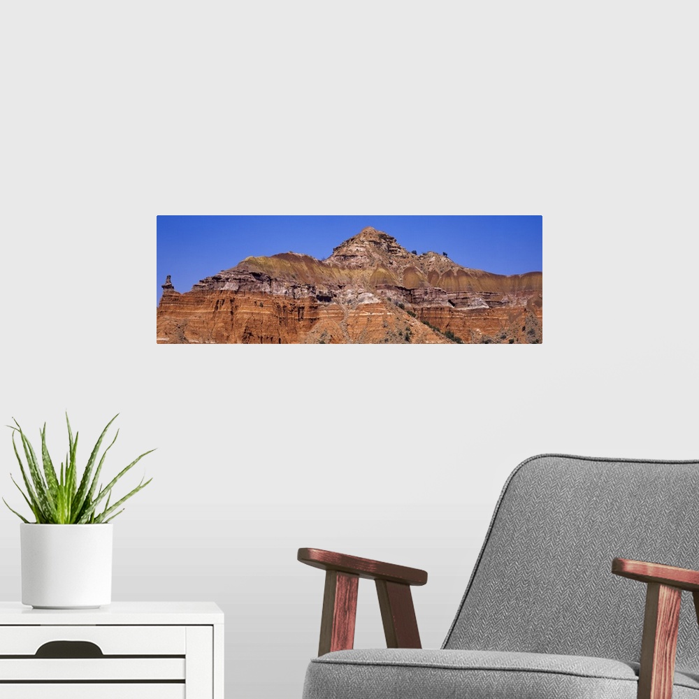 A modern room featuring Rock formations on a landscape, Palo Duro Canyon State Park, Texas,