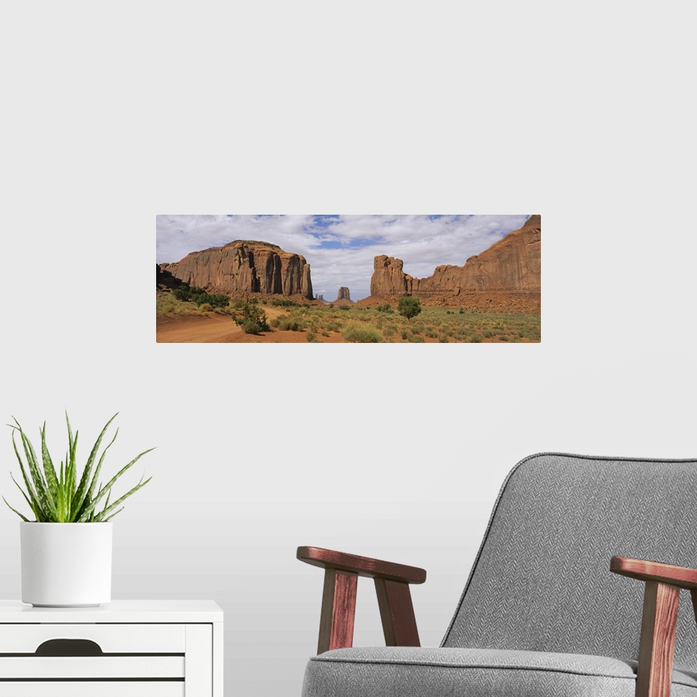 A modern room featuring Rock formations on an arid landscape, Monument Valley Tribal Park, Arizona