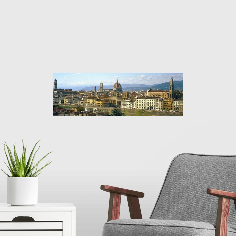 A modern room featuring Florence, Italy view of central city from San Niccolo district