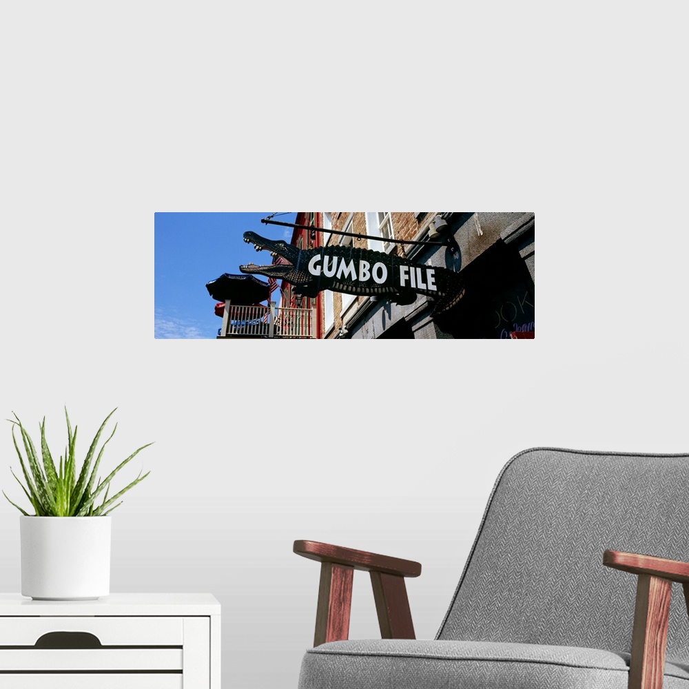 A modern room featuring Signboard outside of a restaurant, Gumbo File restaurant, French Market, French Quarter, New Orle...