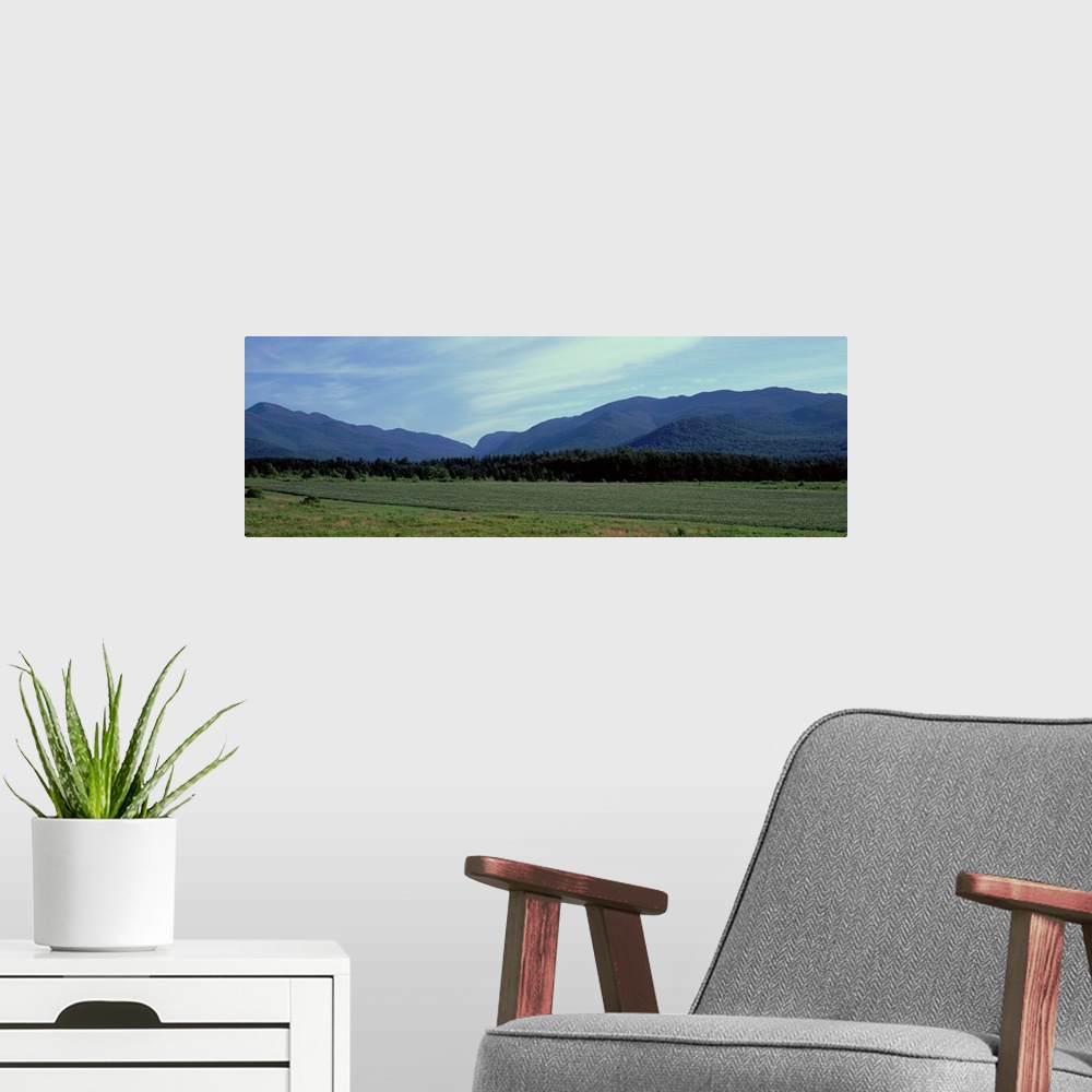 A modern room featuring Silhouette of mountains, Sawtooth Mountains, Lake Placid, New York
