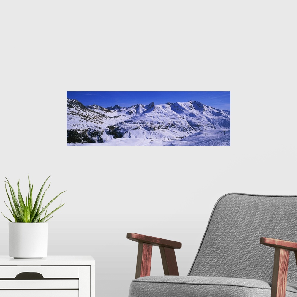 A modern room featuring Snow on mountains, Zurs, Austria