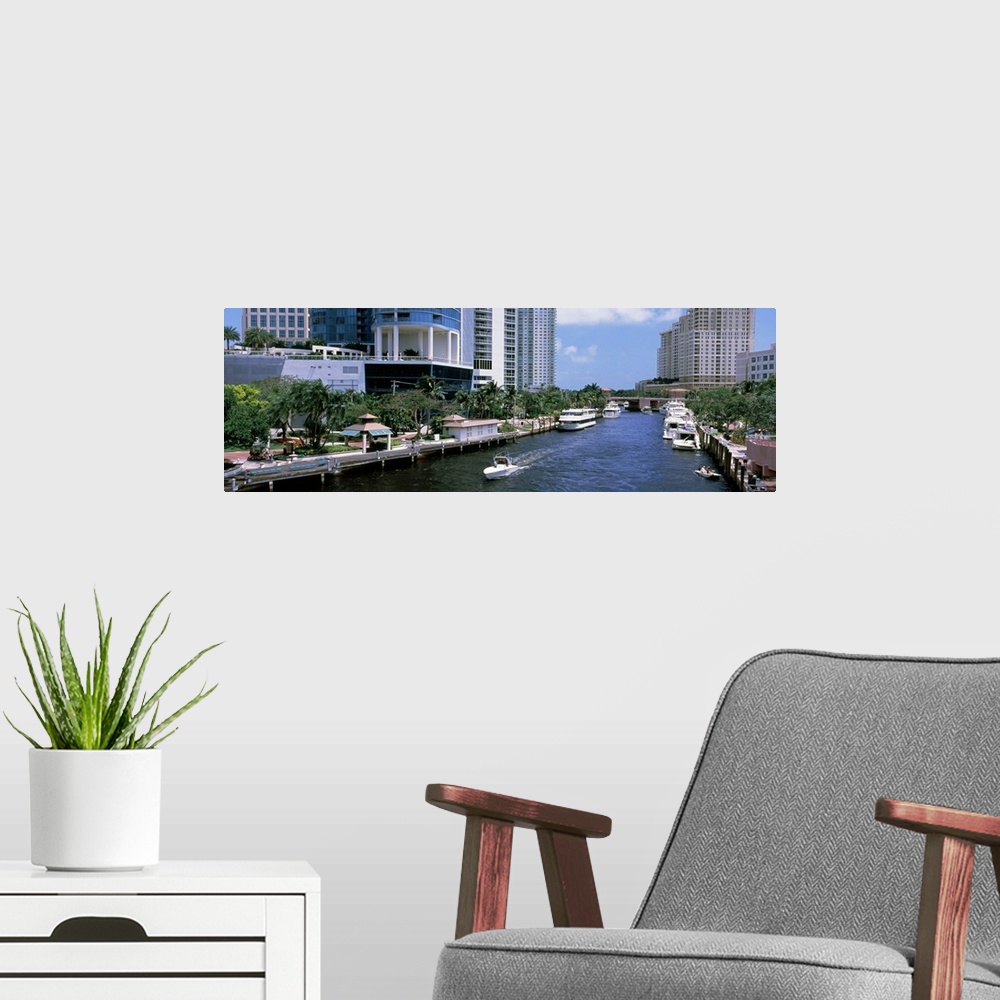 A modern room featuring Speedboat and yachts in a canal, Fort Lauderdale, Broward County, Florida