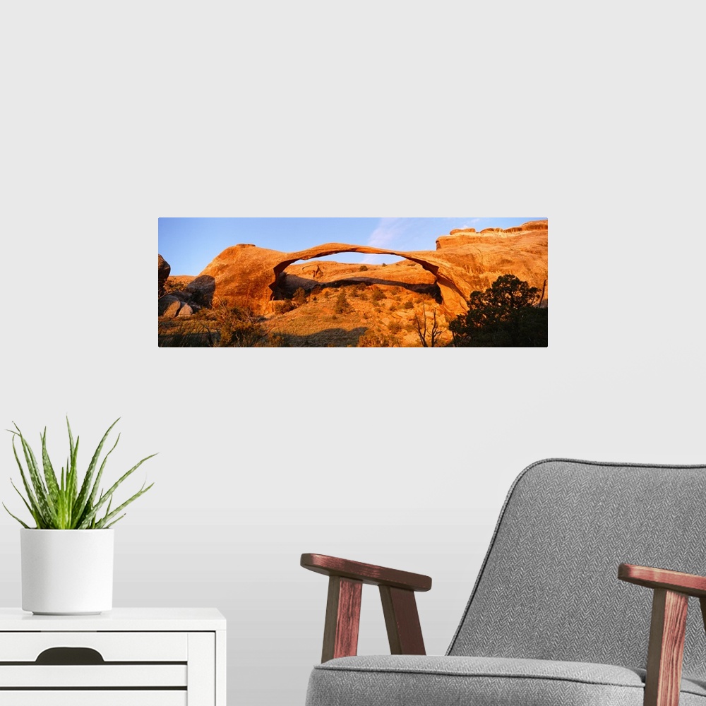 A modern room featuring Sunrise Landscape Arch Arches National Park UT