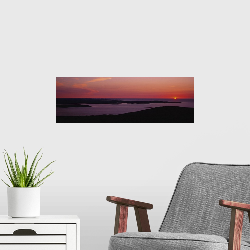 A modern room featuring Sunrise over the sea, Porcupine Islands, Acadia National Park, Maine, England