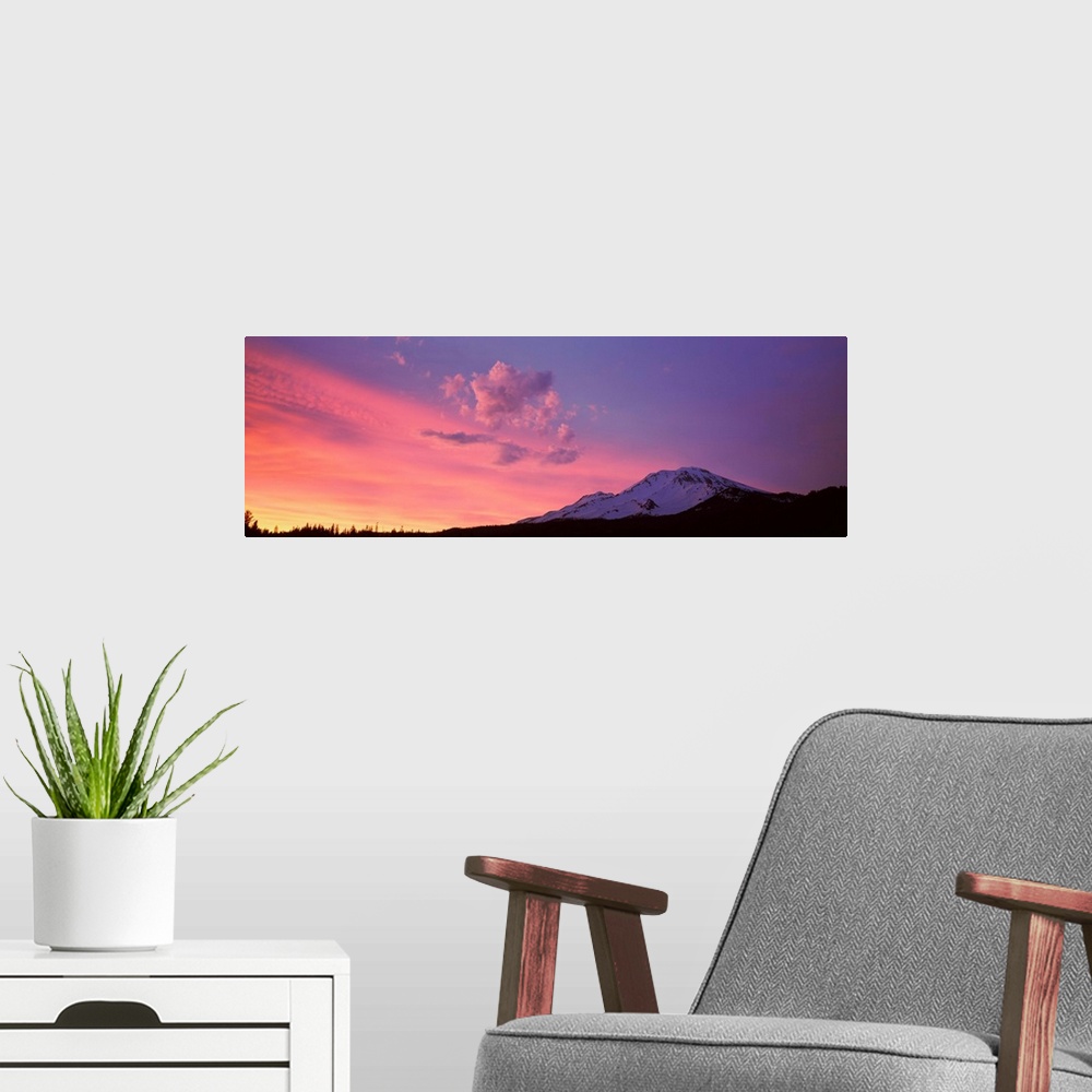 A modern room featuring Sunset Mount Shasta CA
