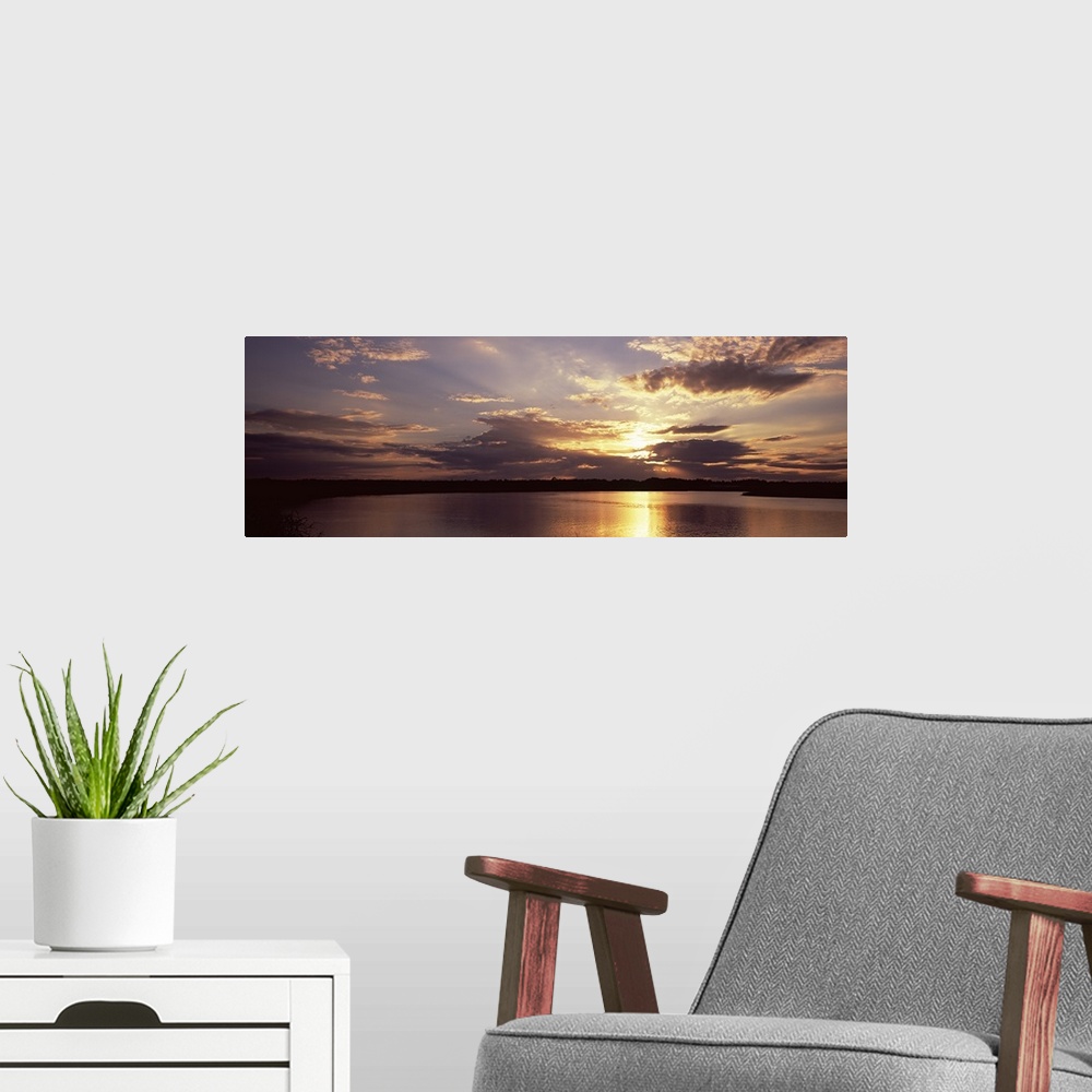 A modern room featuring Sunset over the Ocean, Amelia Island, Nassau County, Florida, USA