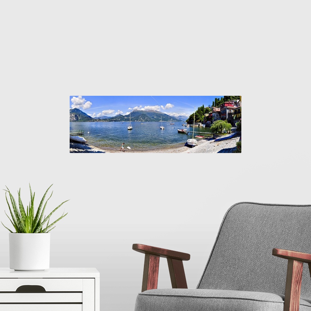 A modern room featuring Town at the waterfront Lake Como Como Lombardy Italy