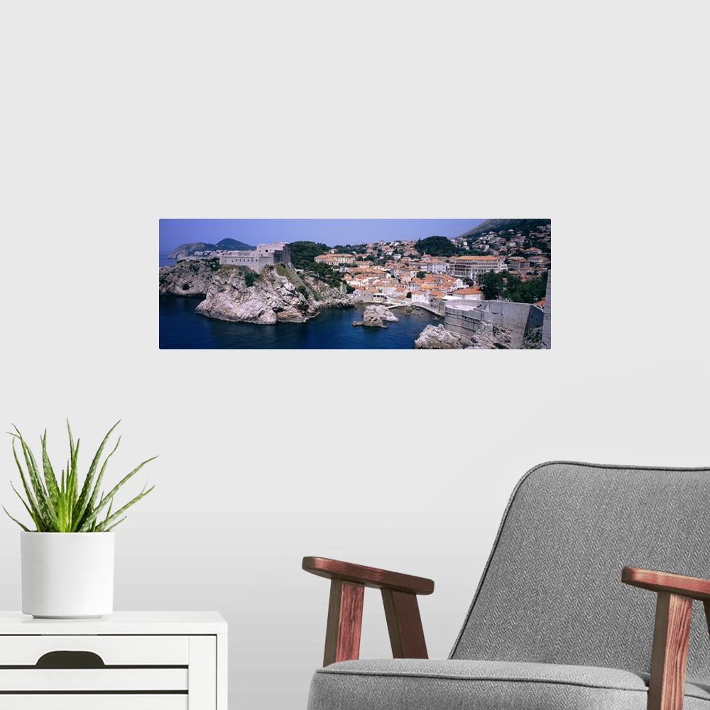 A modern room featuring Town at the waterfront, Lovrijenac Fortress, Bokar Fortress, Dubrovnik, Croatia