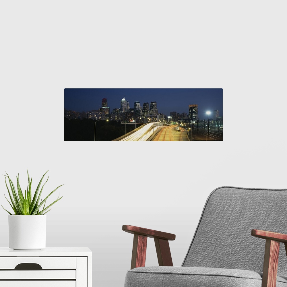 A modern room featuring Traffic moving on a road, Philadelphia, Pennsylvania
