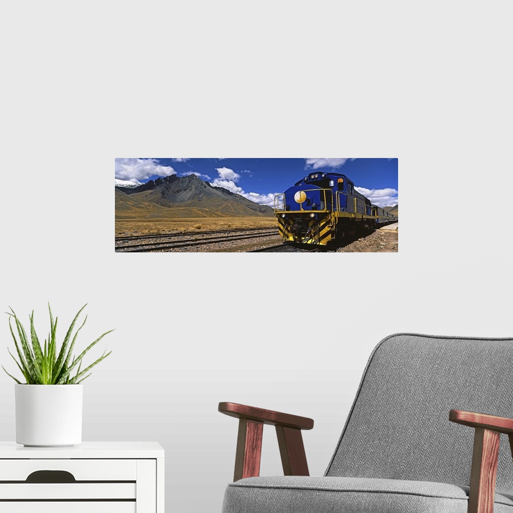 A modern room featuring Train moving on the railroad tracks, Peru, South America