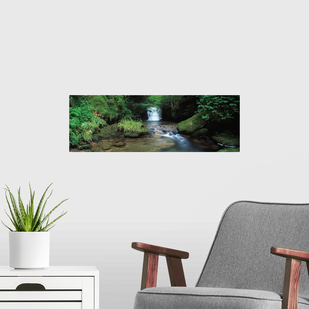 A modern room featuring Waterfall in a forest Watersmeet North Devon Devon England