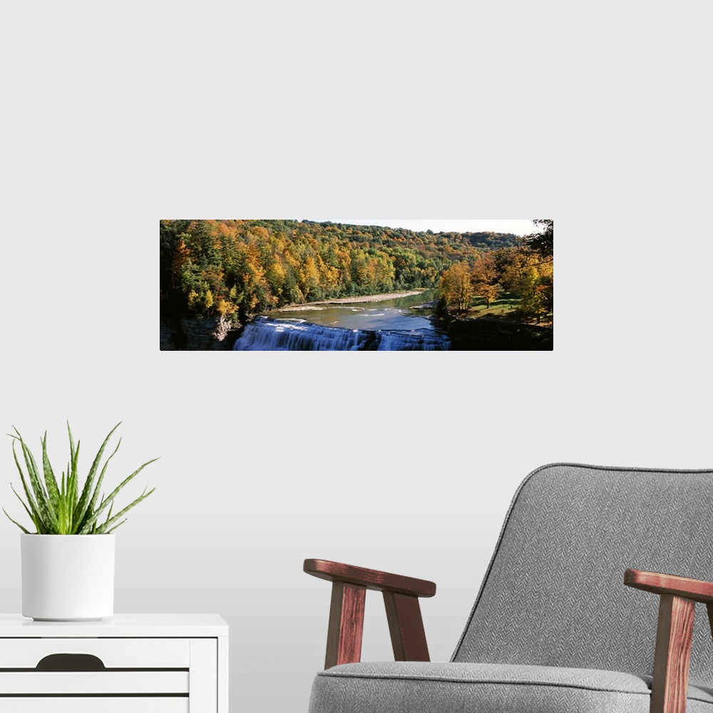 A modern room featuring Waterfall, Middle Falls, Genesee, Letchworth State Park, New York State,