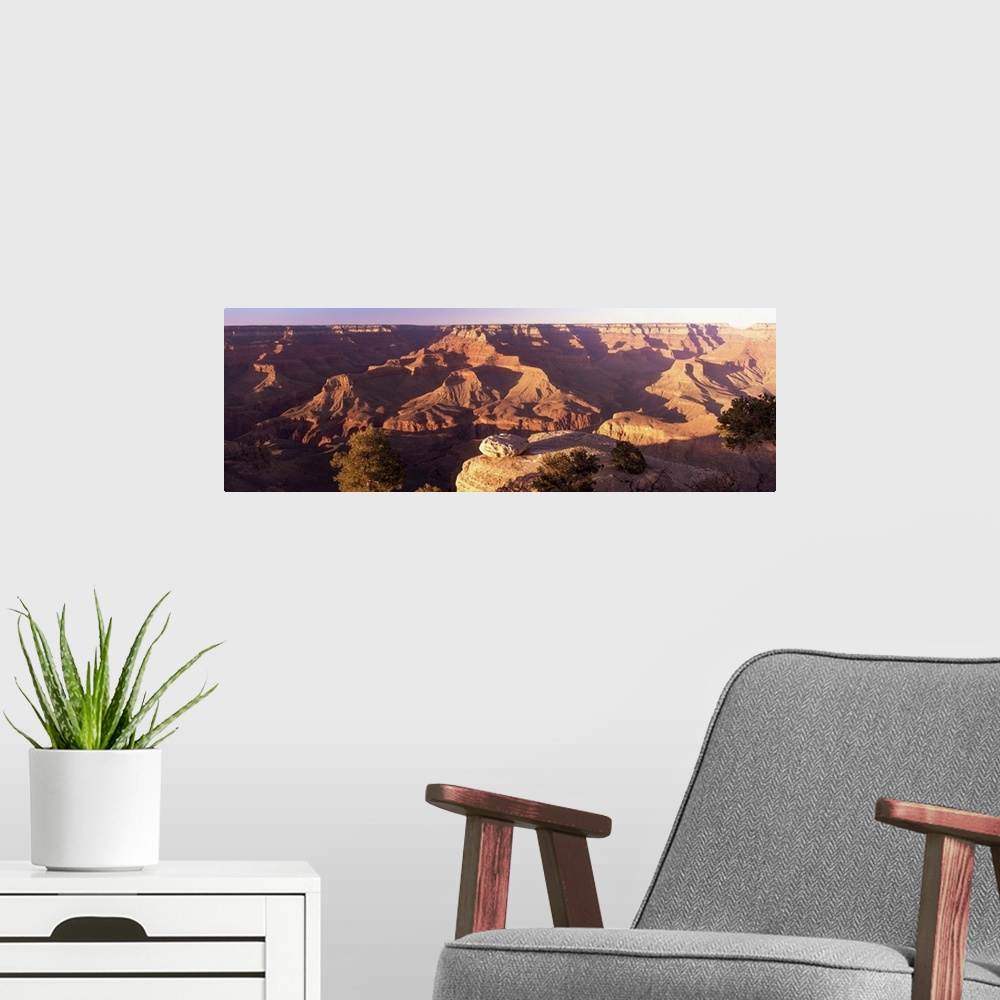 A modern room featuring Grand Canyon at sunset, Arizona, USA