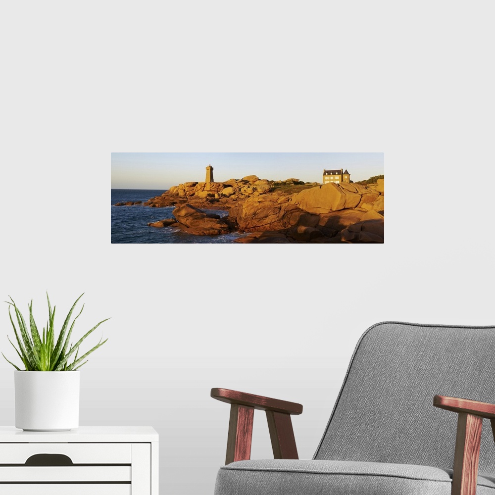A modern room featuring Pointe de Squewel and Mean Ruz Lighthouse, Brittany, France