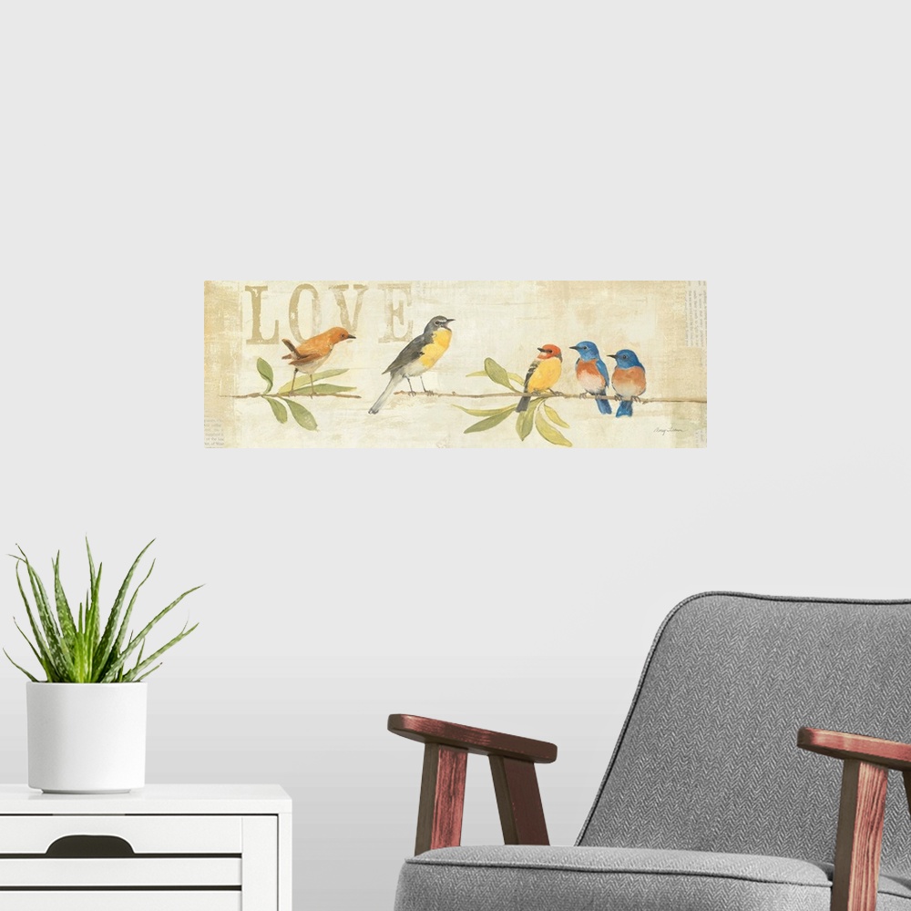 A modern room featuring Adoration of the Magpie Panel I