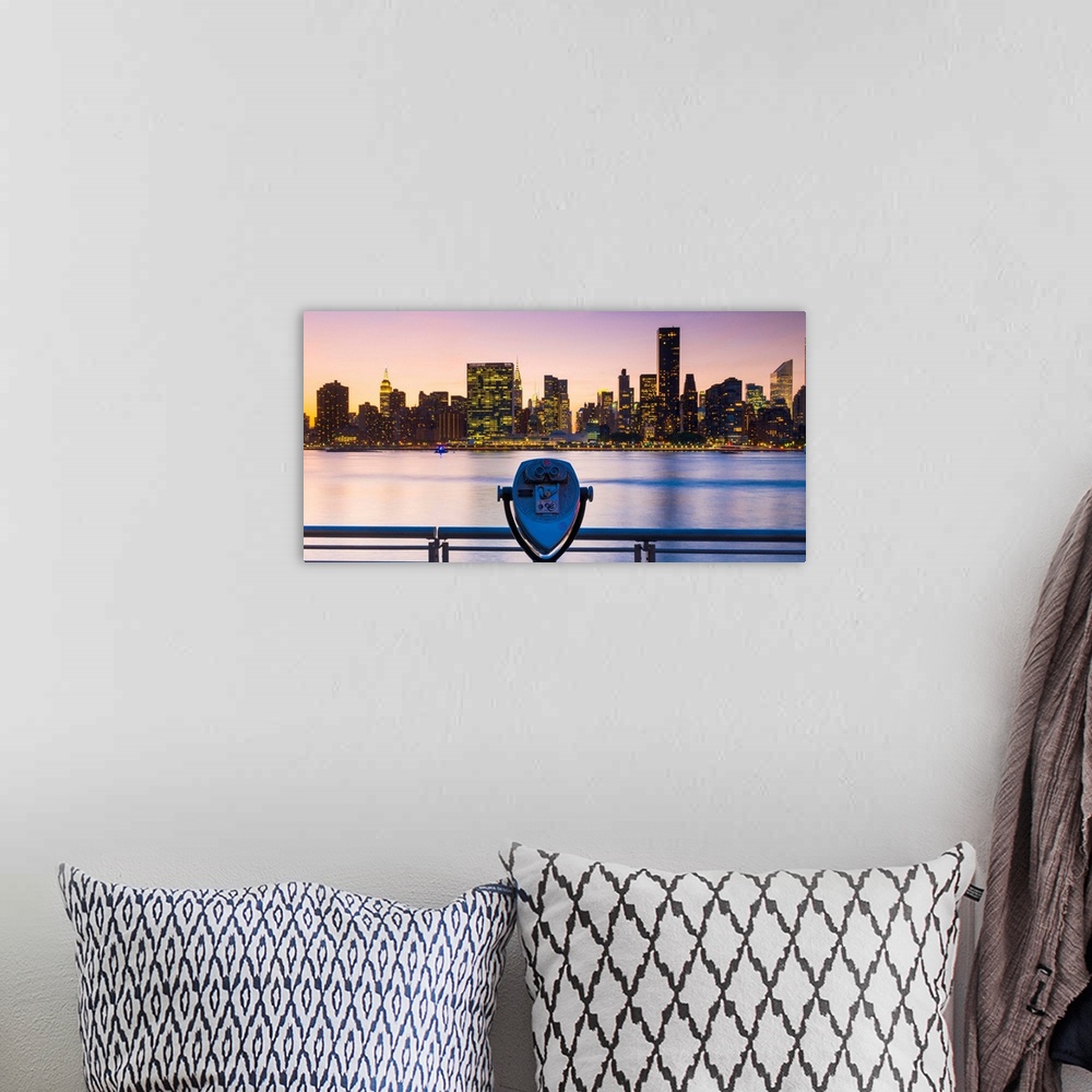 A bohemian room featuring View of Manhattan skyline from Gantry Plaza, New York, USA.