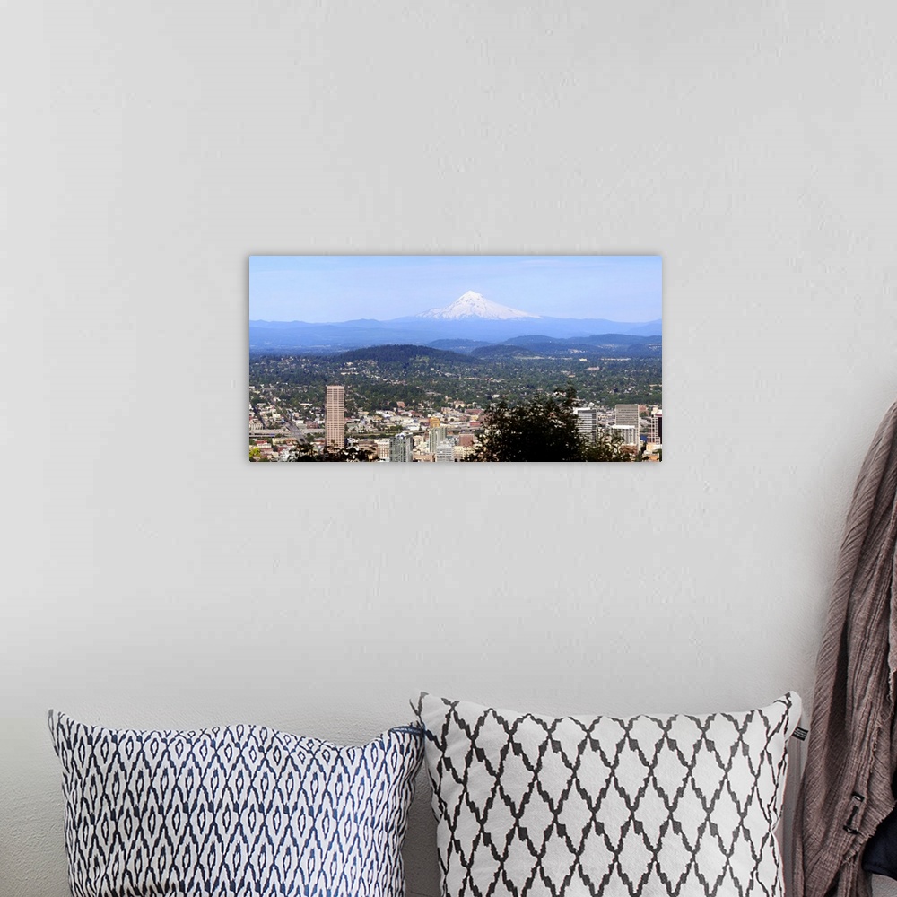 A bohemian room featuring High angle view of a city, Mt Hood, Portland, Oregon