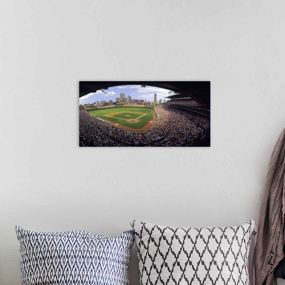 A bohemian room featuring Spectators in a stadium, Wrigley Field, Chicago Cubs, Chicago, Cook County, Illinois
