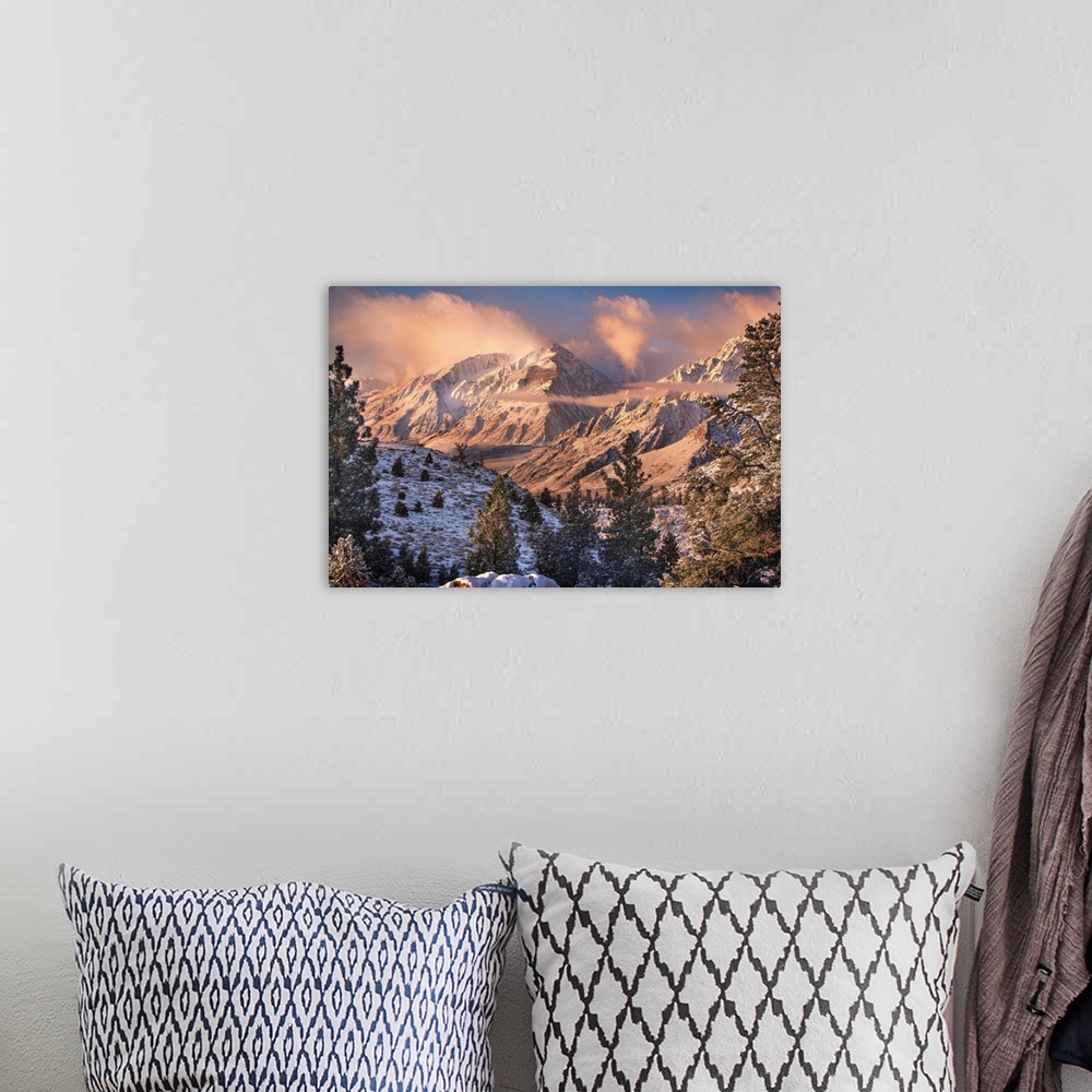 A bohemian room featuring Soft morning light on Mt. Tom after a snowfall in the Sierra Mountains.