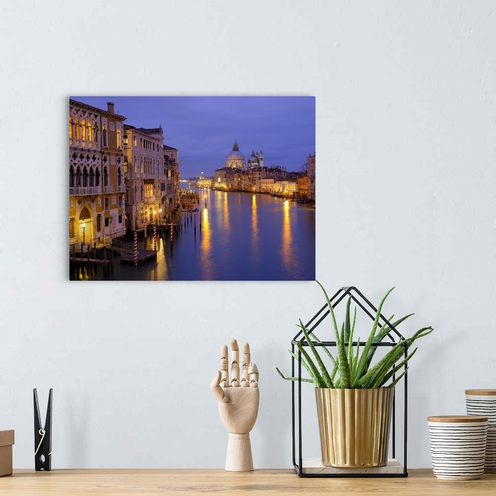 A bohemian room featuring A view along the Grand Canal in Venice towards Santa Maria della Salute.