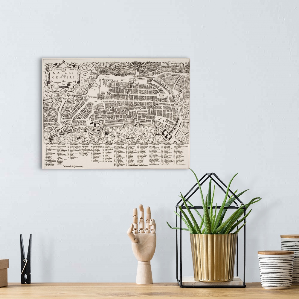Quadro su Tela Napoli City Street Map Or - PrintMarket
