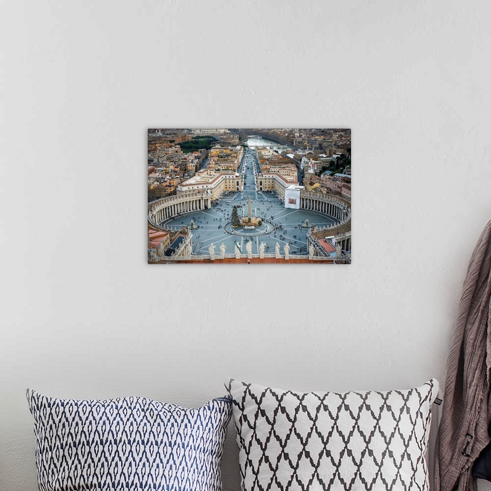 A bohemian room featuring Saint Peter's square.
