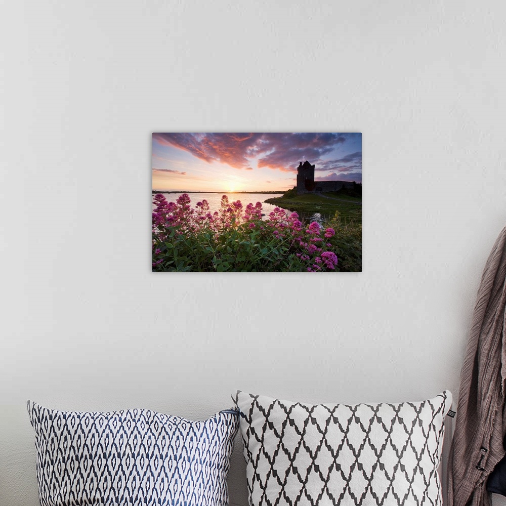 A bohemian room featuring Sunset Over Dunguaire Castle, Kinvara, County Galway, Ireland