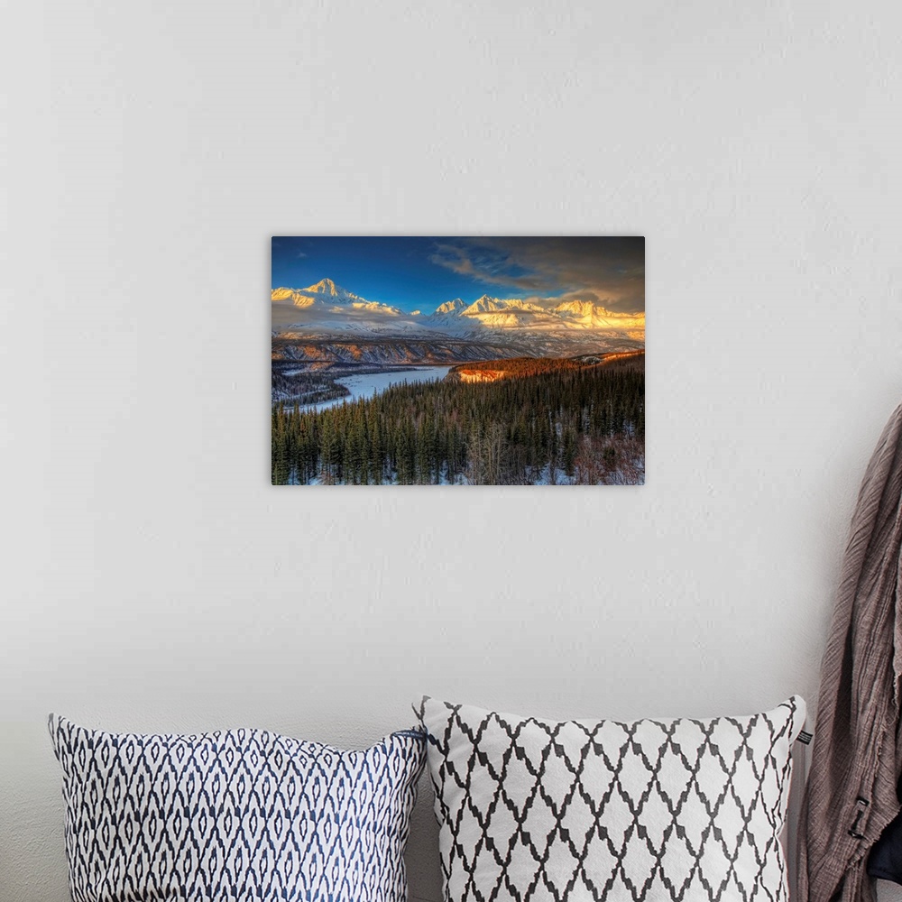 A bohemian room featuring The Chugach Mountian Range At Sunset, Southcentral Alaska